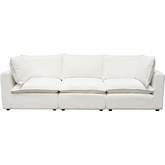 Ivy 3 Piece Modular Sectional Sofa in White Faux Shearling & Feather Down