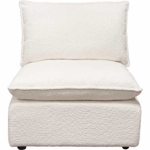 Ivy Modular Armless Chair in White Faux Shearling & Feather Down