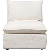 Ivy Modular Armless Chair in White Faux Shearling & Feather Down