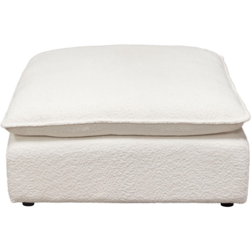 Ivy Square Ottoman in White Faux Shearling & Feather Down