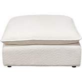 Ivy Square Ottoman in White Faux Shearling & Feather Down