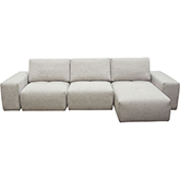 Jazz Modular 3 Seater Sectional Sofa Unit w/ Adjustable Backrest in Light Brown Fabric