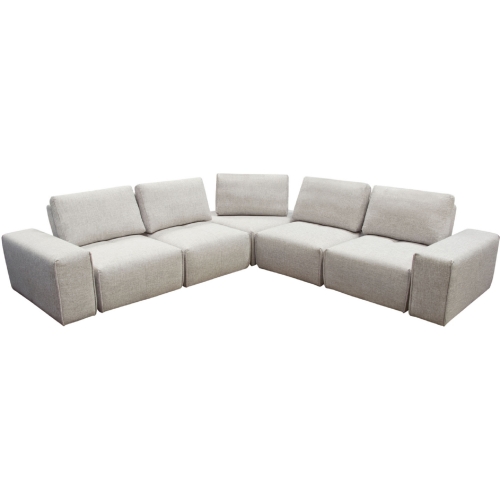 Jazz Modular 5 Seater Sectional Sofa Unit with Adjustable Backrest in Light Brown Fabric