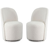Kendall Swivel Dining Chair in Ivory Boucle Fabric (Set of 2)