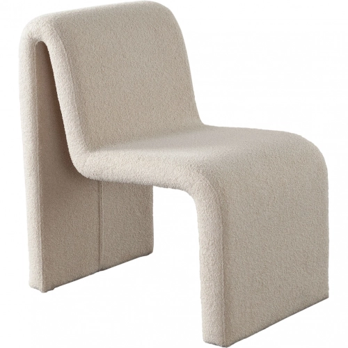Lana Dining Chair in Camel Brown Looped Shearling Fabric