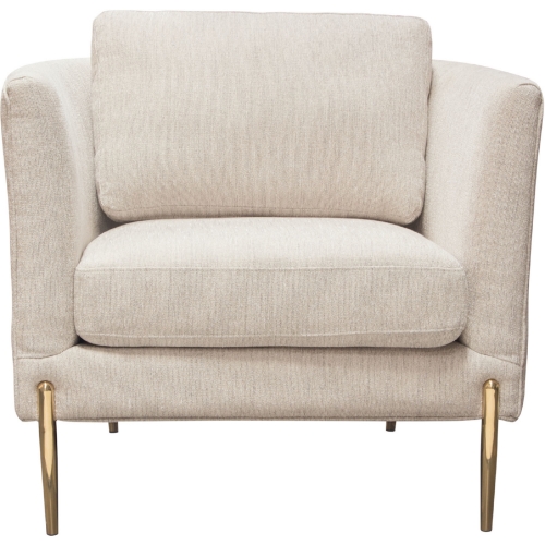 Lane Accent Chair in Light Cream Fabric on Gold Metal Legs