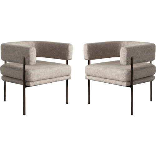 Lark Dining Accent Chair in Wheat Fabric & Black Metal (Set of 2)