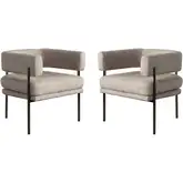 Lark Dining Accent Chair in Wheat Fabric & Black Metal (Set of 2)