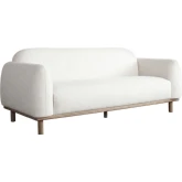 Larson Sofa in Light Barley Polyester Fabric with Wood Trim & Leg
