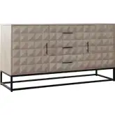 Madera 3 Drawer 2 Door Dresser in Ash Finish Wood & Black Metal