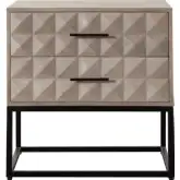 Madera 2 Drawer Nightstand in Ash Finish Wood & Black Metal