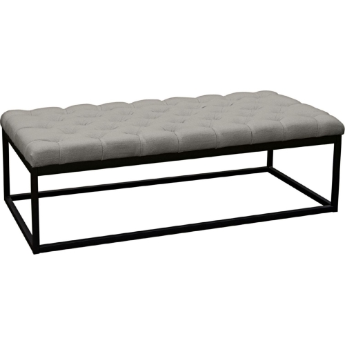 Mateo Black Powder Coat Metal & Grey Linen Tufted Bench (Large)