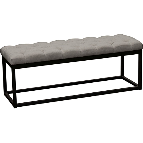 Mateo Black Powder Coat Metal & Grey Linen Tufted Bench (Small)