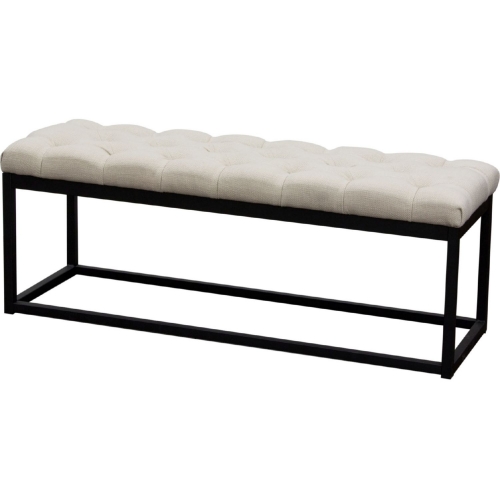 Mateo Black Powder Coat Metal & Tufted Desert Sand Linen Bench (Small)