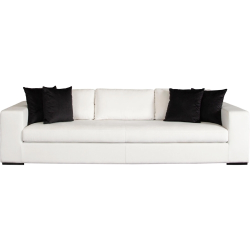 Muse Sofa in Mist White Performance Fabric with Black Accent Pillows