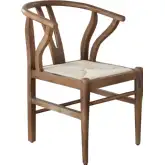 Nara Wishbone Dining Chair in Caramel Finish Wood & Woven Natural Rope
