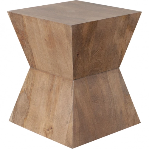 Nara Sculptured Pedestal Side End Table in Caramel Finish