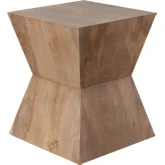 Nara Sculptured Pedestal Side End Table in Caramel Finish