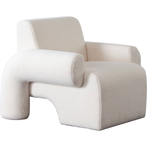 Noa Accent Chair in Ivory Sherpa Fabric