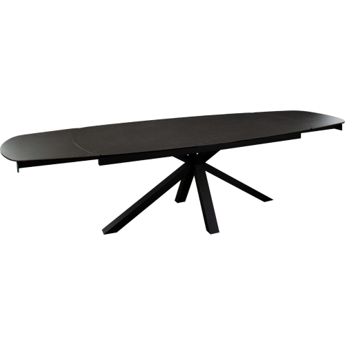 Onyx 79" Extension Dining Table in Black Ceramic Glass & Black Metal