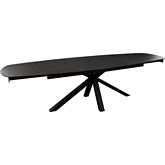 Onyx 79" Extension Dining Table in Black Ceramic Glass & Black Metal