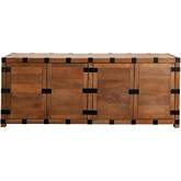 Oxford 4 Door Sideboard in Oak Finish Wood & Black Metal