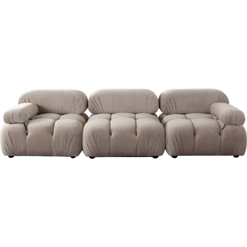 Paloma 3 Piece Modular Sofa in Tufted Mink Tan Velvet