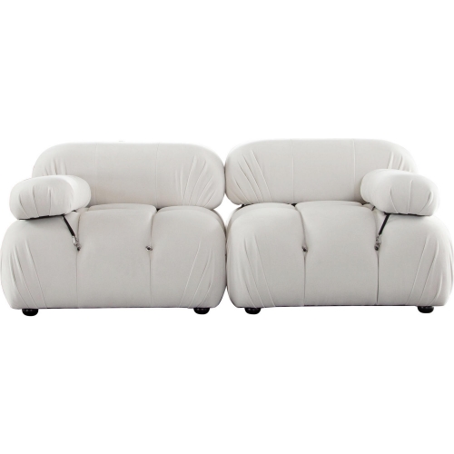 Paloma 2 Piece Modular Sofa in Tufted Light Cream Velvet