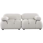 Paloma 2 Piece Modular Sofa in Tufted Light Cream Velvet