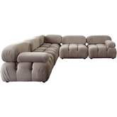 Paloma 5 Piece Modular Corner Sectional Sofa in Tufted Mink Tan Velvet