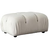 Paloma Rectangle Ottoman in Tufted Light Cream Velvet