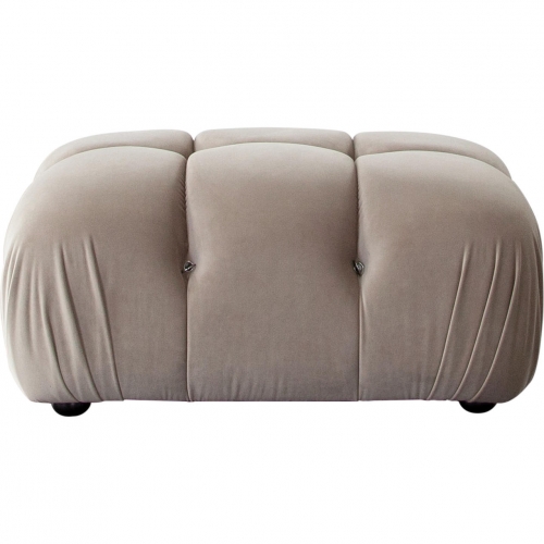 Paloma Rectangle Ottoman in Tufted Mink Tan Velvet