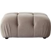Paloma Rectangle Ottoman in Tufted Mink Tan Velvet
