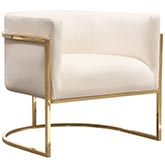 Pandora Accent Chair in Cream Velvet & Polished Gold Stainless Steel