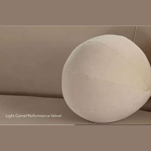 10" Round Accent Pillows in Light Camel Brown Performance Velvet (Set of 2)