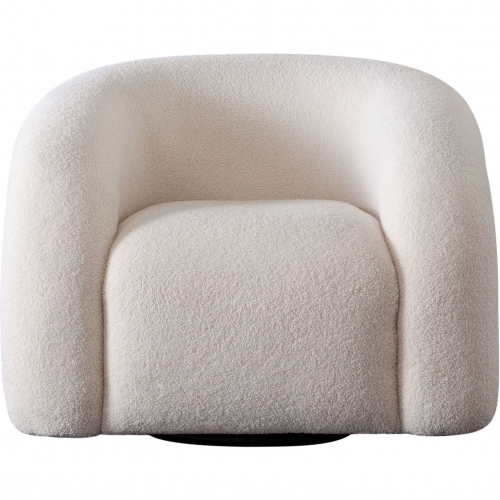 Quantum Swivel Accent Chair in Ivory Sherpa Fabric