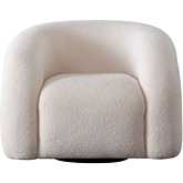 Quantum Swivel Accent Chair in Ivory Sherpa Fabric