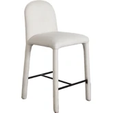 Roan Counter Stool Chair in Ivory Fabric and Black Metal