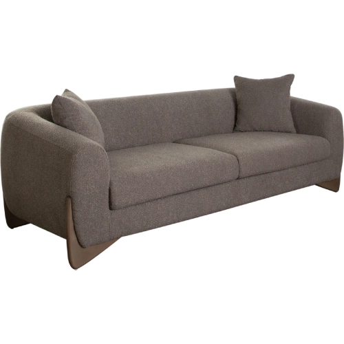 Ryder 92" Sofa in Toffee Polyester Fabric and Walnut Finish Wood