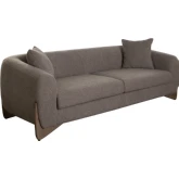 Ryder 92" Sofa in Toffee Polyester Fabric and Walnut Finish Wood