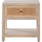 Sadler 1 Drawer Accent End Table in Natural Mango Wood & Cane