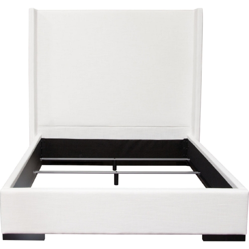 Seattle Queen Bed with Vintage Wings in White Linen