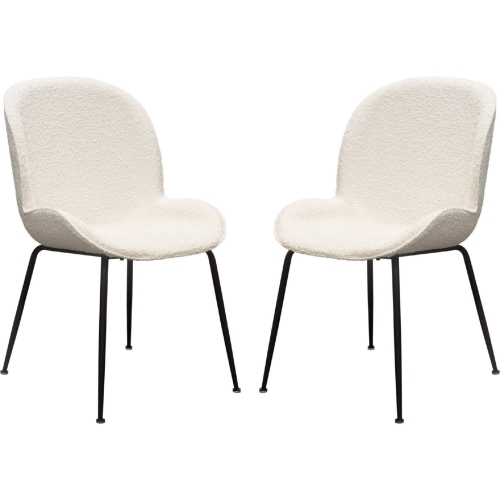 Session Dining Chair in Ivory Boucle & Black Metal (Set of 2)