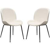 Session Dining Chair in Ivory Boucle & Black Metal (Set of 2)
