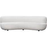 Simone Curved Sofa in White Faux Sheepskin Fabric