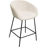 Skyler Counter Stool in Ivory Boucle & Black Metal (Set of 2)