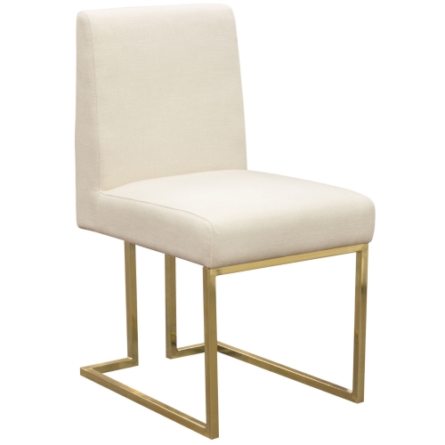Skyline Dining Chair in Cream Fabric & Brushed Gold (Set of 2)