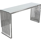 SOHO Rectangular Stainless Steel Console Table w/ Tempered Glass Top