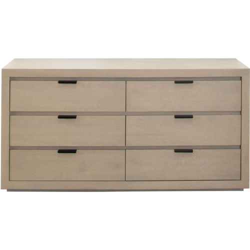 Sonoma 6 Drawer Wood Dresser in Light Natural Grey Wash Finish