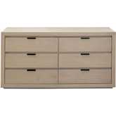 Sonoma 6 Drawer Wood Dresser in Light Natural Grey Wash Finish